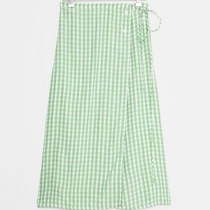Anthropologie Faithfull the Brand Green Gingham Jenesse Milana Wrap Skirt NWT